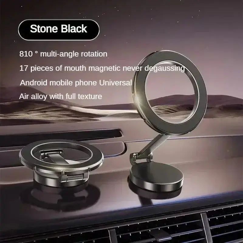 Alloy Folding Magnetic Car Compact Cell Phone Holder for Mac-Safe 360° Adjustable Magnetic Car Mount for Iphone 15 14 13 12 Pro