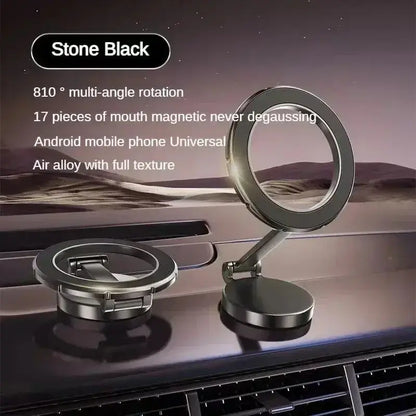 Alloy Folding Magnetic Car Compact Cell Phone Holder for Mac-Safe 360° Adjustable Magnetic Car Mount for Iphone 15 14 13 12 Pro