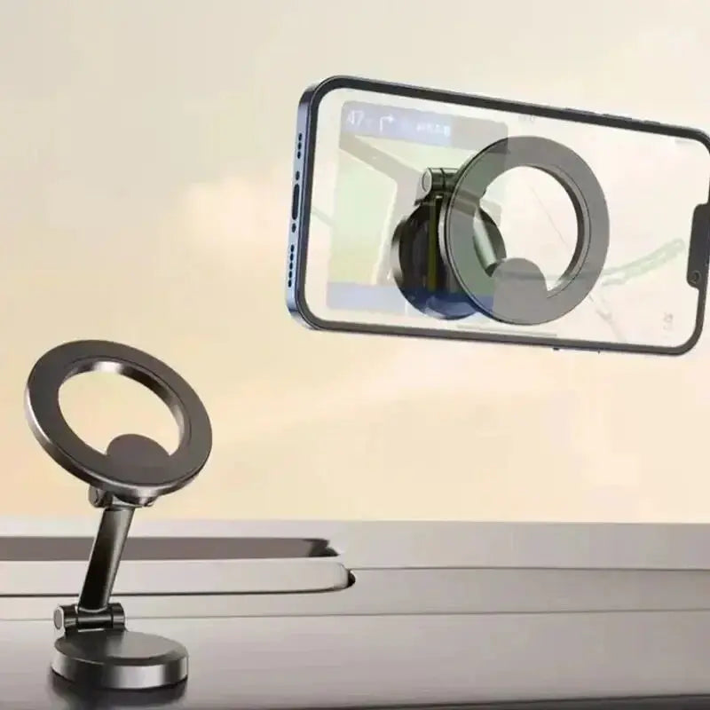 Alloy Folding Magnetic Car Compact Cell Phone Holder for Mac-Safe 360° Adjustable Magnetic Car Mount for Iphone 15 14 13 12 Pro
