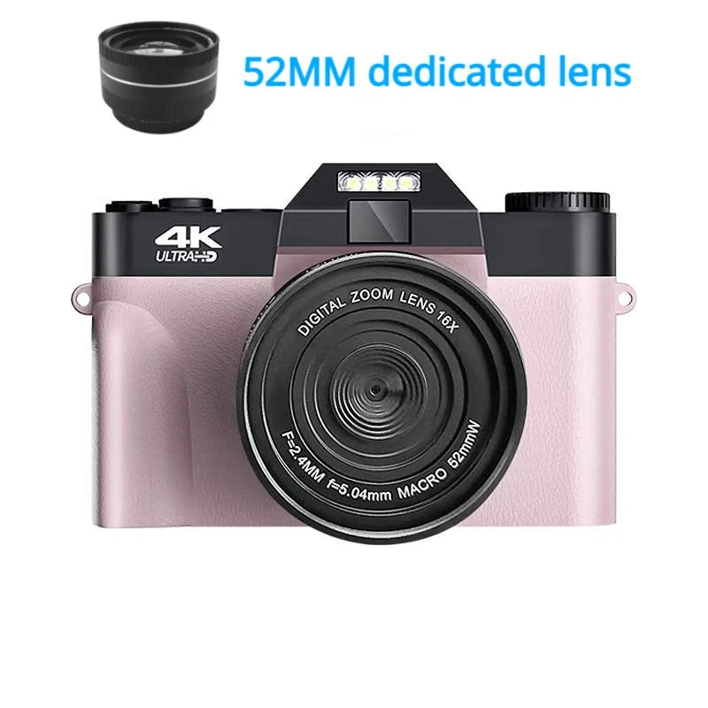 4K HD Professional Digital Camera Camcorder WIFI Webcam Wide Angle 16X Digital Zoom 48MP Photography 3 Inch Flip Screen Recorder