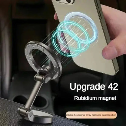 Alloy Folding Magnetic Car Compact Cell Phone Holder for Mac-Safe 360° Adjustable Magnetic Car Mount for Iphone 15 14 13 12 Pro